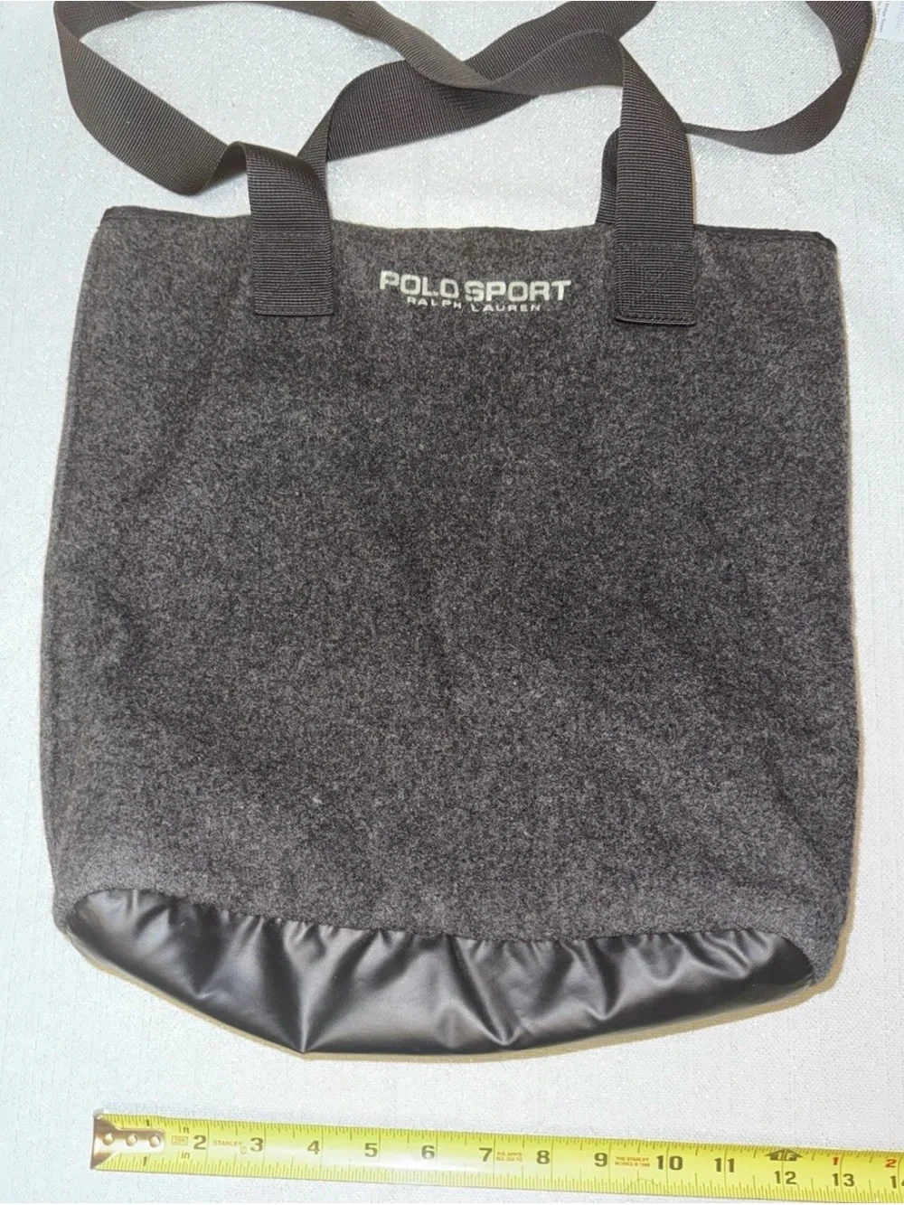 Vintage 1990s Polo Sport Ralph Charcoal Gray Lauren Wool Flannel Tote